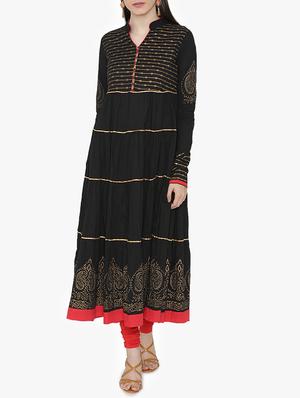 Tiered block print kurta - 15611864 - Standard Image - 1
