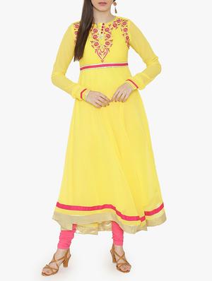 Embroidered yoke a-line kurta - 15611866 - Standard Image - 1