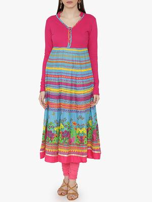 Printed flared long sleeves kurta - 15611869 - Standard Image - 1