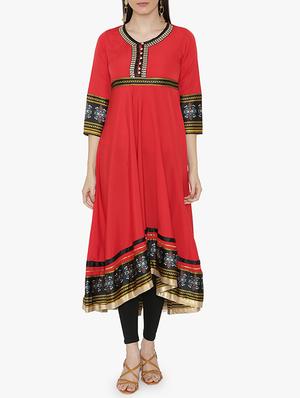 High low printed kurta - 15611870 - Standard Image - 1