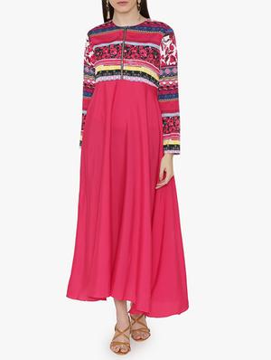 Zipper detail printed yoke kurta - 15611872 - Standard Image - 1