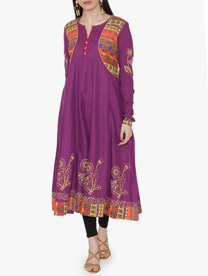 Anarkali block print kurta - 15611875 - Standard Image - 1
