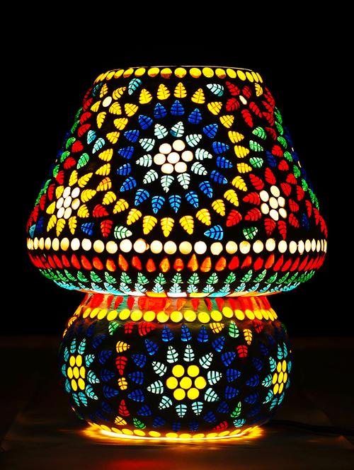multicolour mosaic glass table lamp with shades for living room - 15612031 - Very Small Image - 1