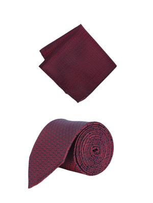 red microfiber tie with pocketsquare - 15612100 - Standard Image - 1