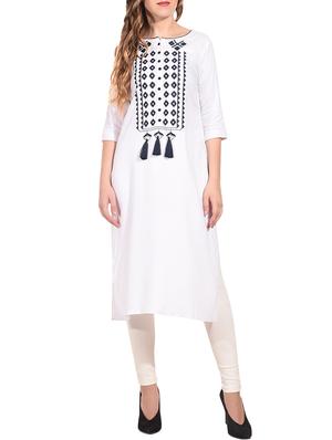 Embroidered straight kurta with tassels - 15612126 - Standard Image - 1