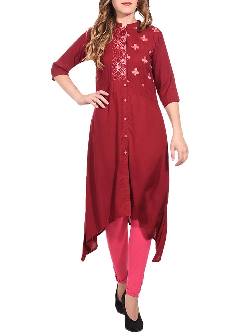 Asymmetric embroidered kurta - 15612128 - Zoom Image - 1