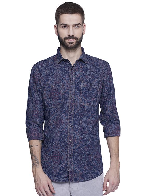 blue cotton casual shirt - 15612317 - Zoom Image - 1