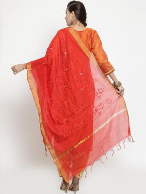 embroidered chanderi dupatta - 15612341 - Standard Image - 2