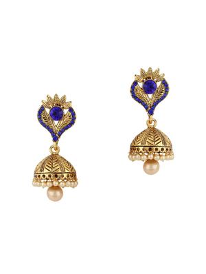 Blue Gold Tone Jhumka - 15612441 - Standard Image - 1