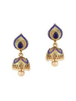 Blue Gold Tone Jhumka - 15612444 - Standard Image - 1
