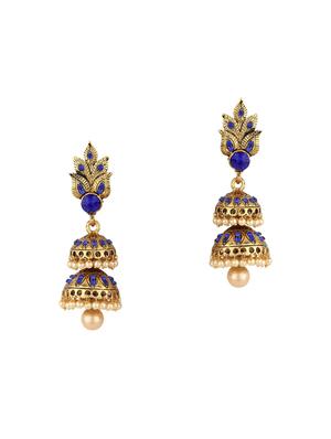 Blue Gold Tone Jhumka - 15612447 - Standard Image - 1