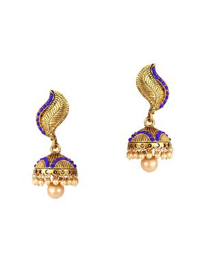Blue Gold Tone Jhumka - 15612451 - Standard Image - 1