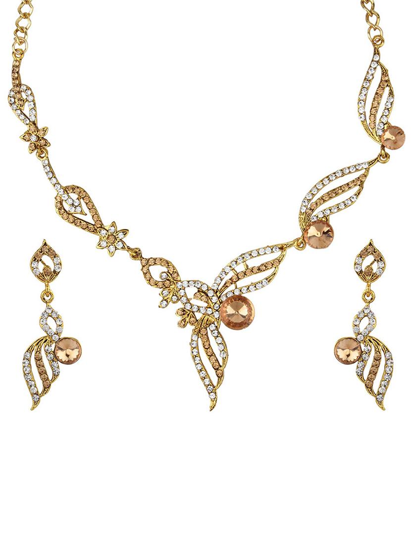 Gold Tone Necklace & Earrings Set - 15612530 - Zoom Image - 1