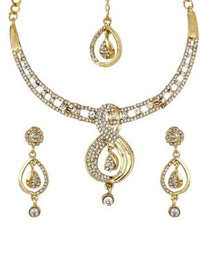 Gold Tone Necklace, Earrings & Maangteeka Set - 15612537 - Standard Image - 1