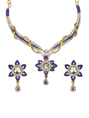 blue Gold Tone Necklace & Earrings Set - 15612545 - Standard Image - 1