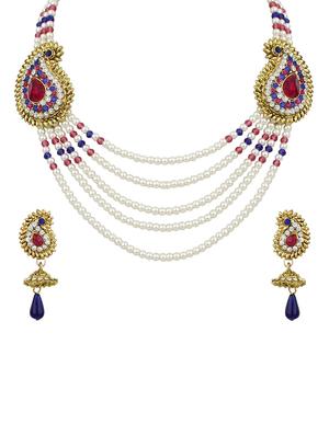 purple Gold Tone Necklace & Earrings Set - 15612553 - Standard Image - 1