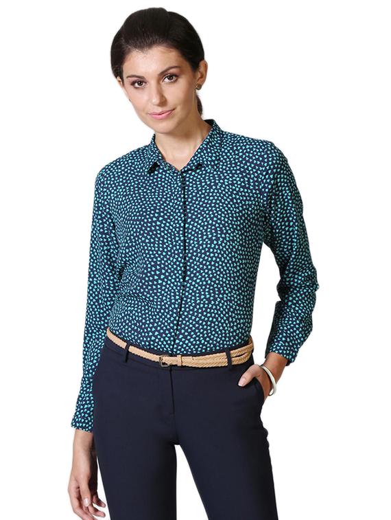 concealed placket heart print shirt - 15612776 - Zoom Image - 1