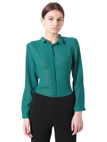 back pleat houndstooth print shirt - 15612780 - Very Small Image - 1