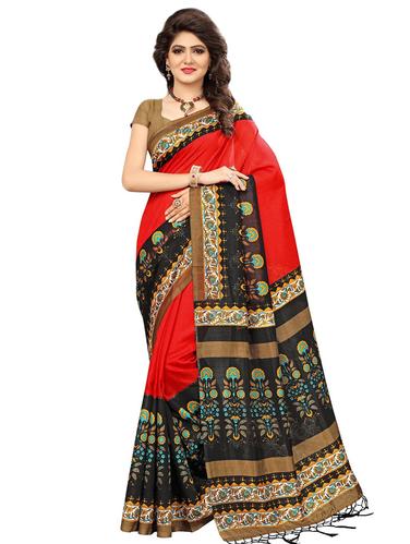 floral printed mysore silk saree with blouse - 15612808 - Very Small Image - 1