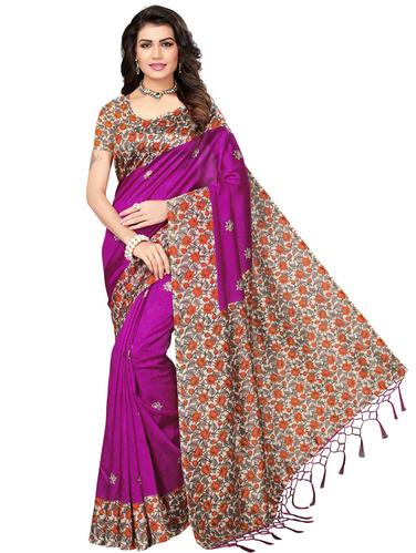 floral mysore silk saree with blouse - 15612809 - Very Small Image - 1