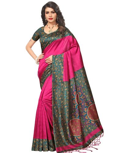 kalamkari pallu mysore silk saree with blouse - 15612810 - Very Small Image - 1
