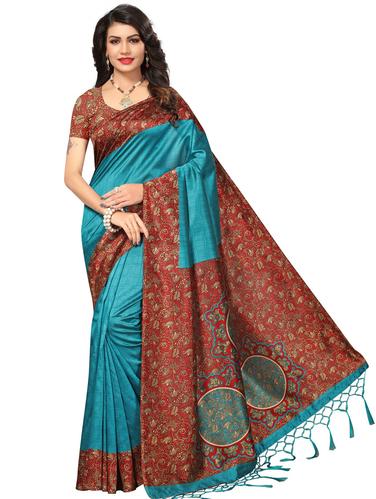 kalamkari pallu mysore silk saree with blouse - 15612812 - Very Small Image - 1