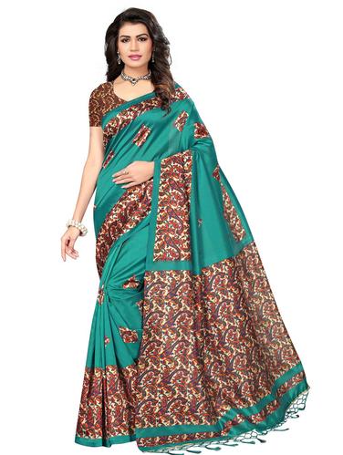 kalamkari printed mysore silk saree with blouse - 15612814 - Very Small Image - 1