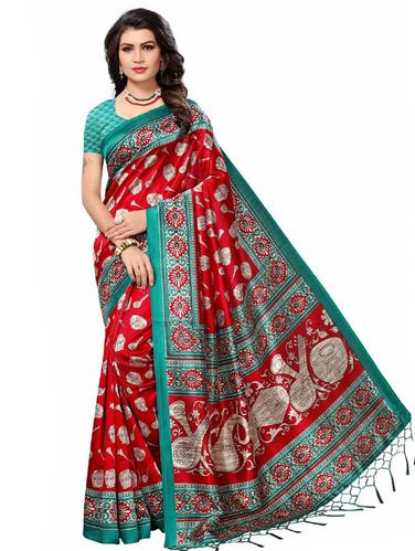 conversational printed mysore silk saree with blouse - 15612816 - Very Small Image - 1