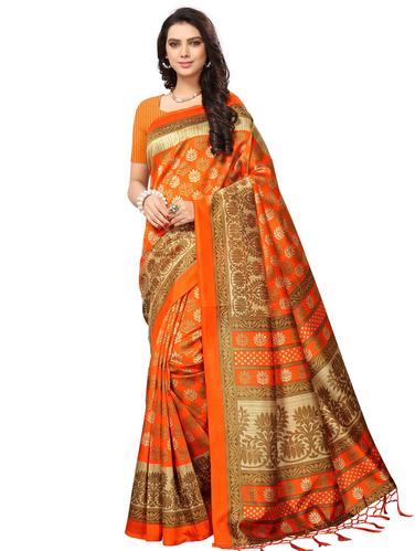 floral printed mysore silk saree with blouse - 15612817 - Very Small Image - 1