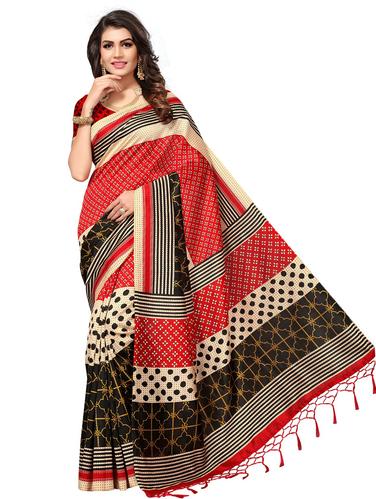floral printed mysore silk saree with blouse - 15612818 - Very Small Image - 1