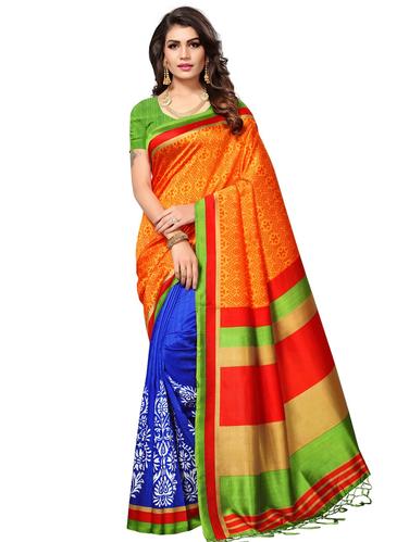 half & half mysore silk saree with blouse - 15612820 - Very Small Image - 1