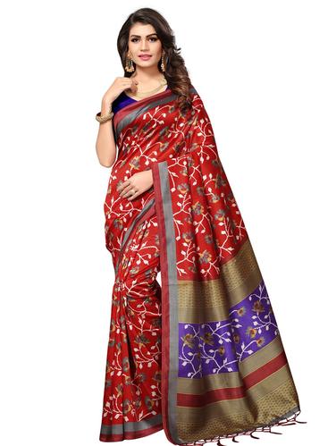 kalamkari printed mysore silk saree with blouse - 15612821 - Very Small Image - 1