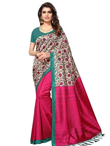 kalamkari printed mysore silk saree with blouse - 15612822 - Very Small Image - 1