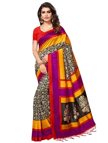 floral printed mysore silk saree with blouse - 15612823 - Very Small Image - 1
