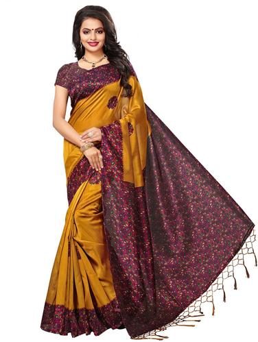 kalamkari printed mysore silk saree with blouse - 15612826 - Very Small Image - 1