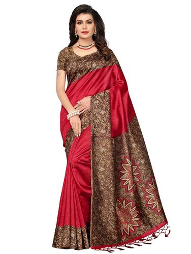 kalamkari border mysore silk saree with blouse - 15612832 - Very Small Image - 1