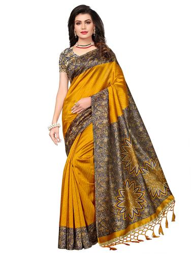 kalamkari border mysore silk saree with blouse - 15612833 - Very Small Image - 1