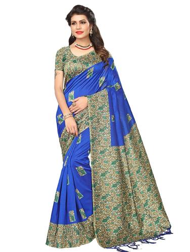 kalamkari printed mysore silk saree with blouse - 15612840 - Very Small Image - 1