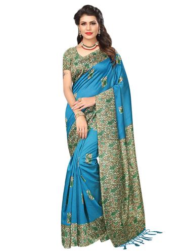 kalamkari printed mysore silk saree with blouse - 15612842 - Very Small Image - 1