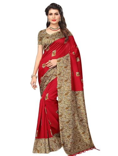 kalamkari printed mysore silk saree with blouse - 15612843 - Very Small Image - 1