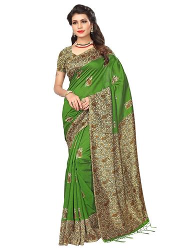 kalamkari printed mysore silk saree with blouse - 15612844 - Very Small Image - 1