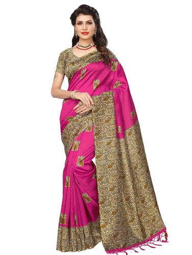 kalamkari printed mysore silk saree with blouse - 15612845 - Very Small Image - 1