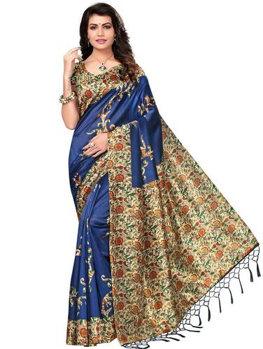 kalamkari printed mysore silk saree with blouse - 15612847 - Very Small Image - 1