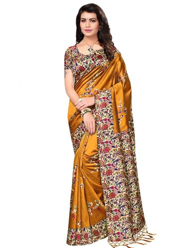 kalamkari printed mysore silk saree with blouse - 15612848 - Very Small Image - 1