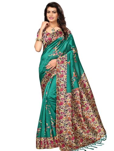 kalamkari printed mysore silk saree with blouse - 15612849 - Very Small Image - 1