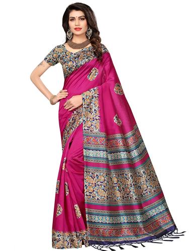 kalamkari printed mysore silk saree with blouse - 15612852 - Very Small Image - 1