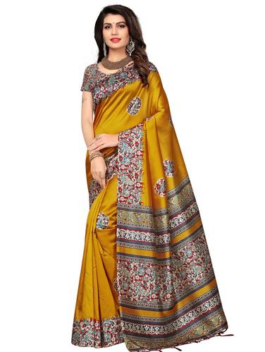kalamkari printed mysore silk saree with blouse - 15612853 - Very Small Image - 1