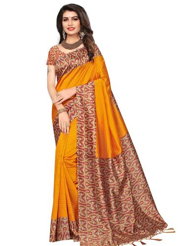 printed pallu mysore silk saree with blouse - 15612854 - Very Small Image - 1