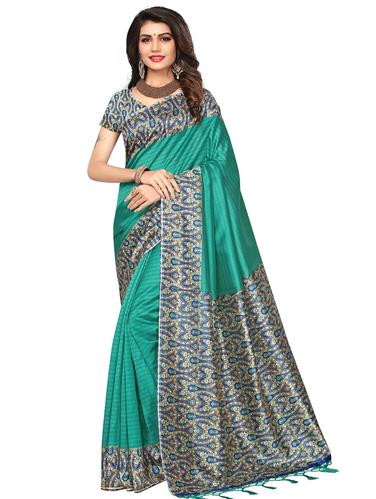 printed pallu mysore silk saree with blouse - 15612855 - Very Small Image - 1