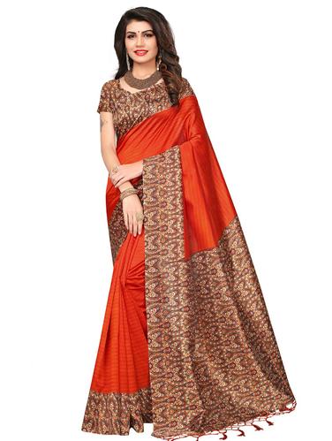 printed pallu mysore silk saree with blouse - 15612857 - Very Small Image - 1